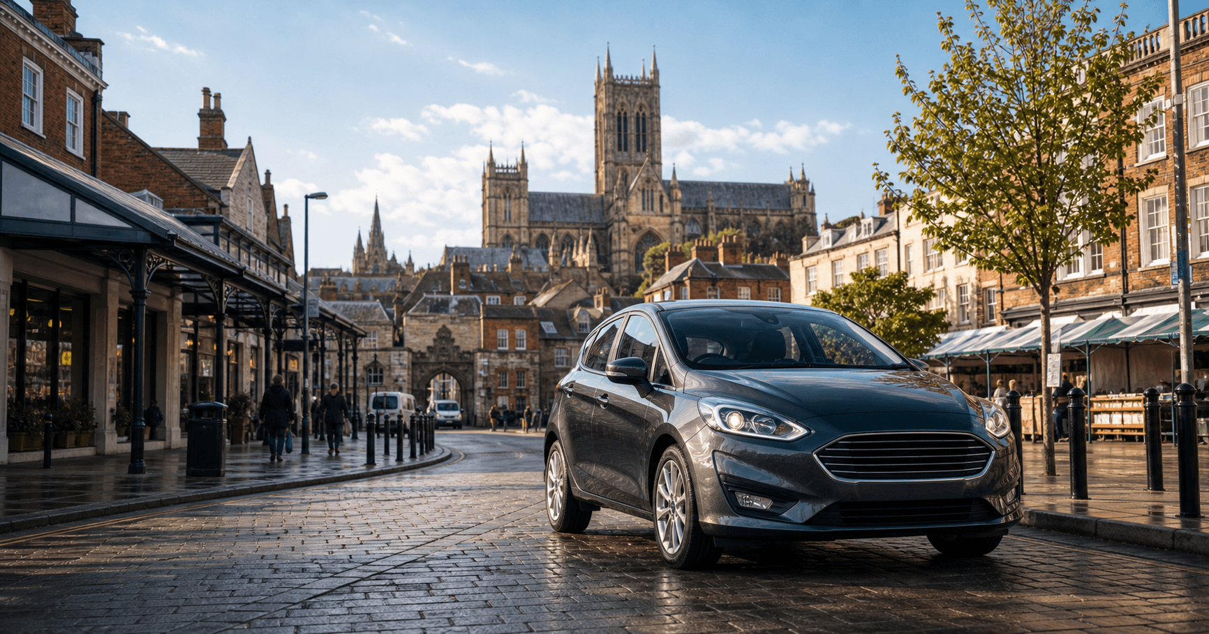 Compact hire car ready for practical travel around Lincoln