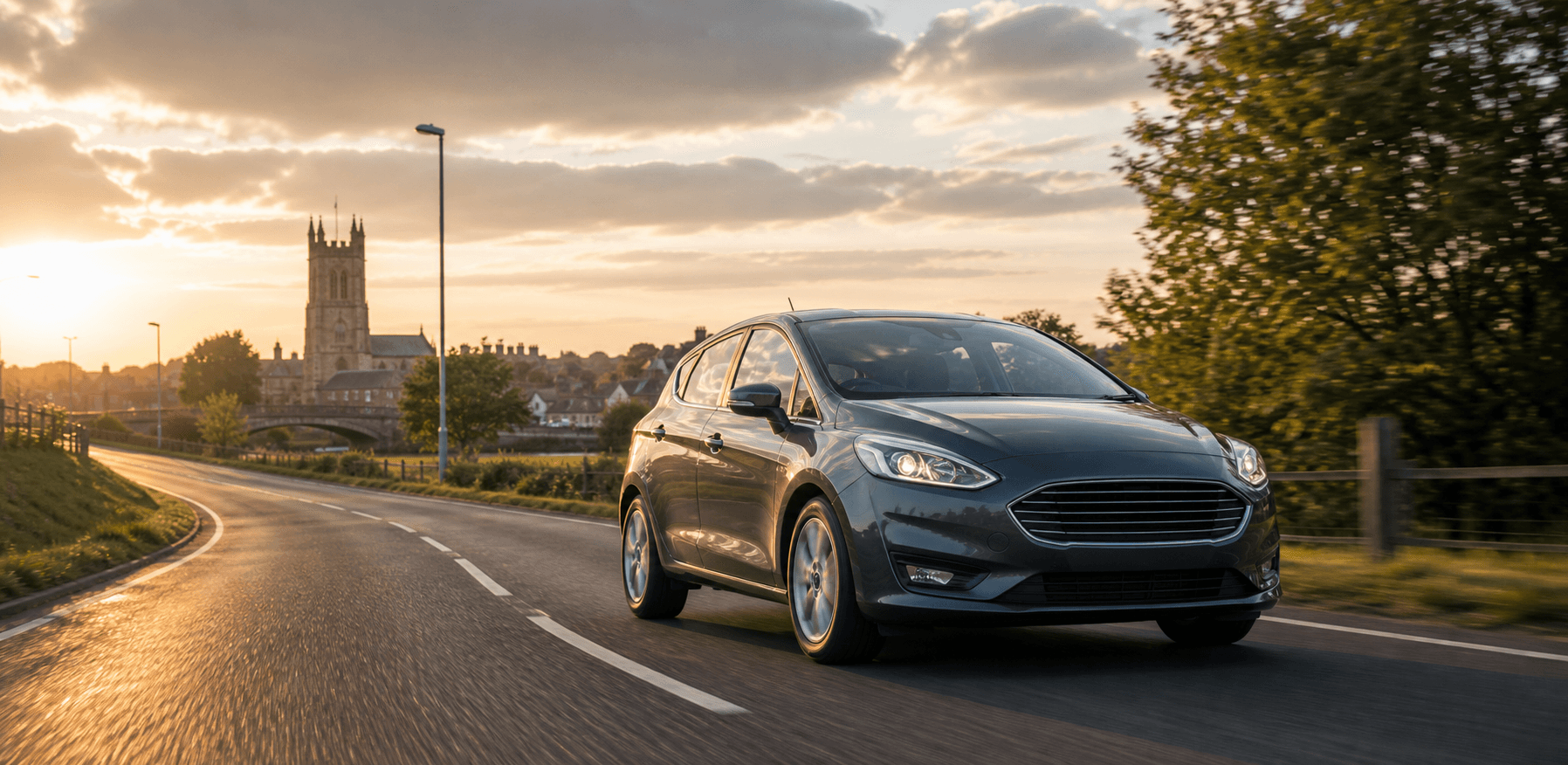 Compact hire car ready for practical travel around Gainsborough