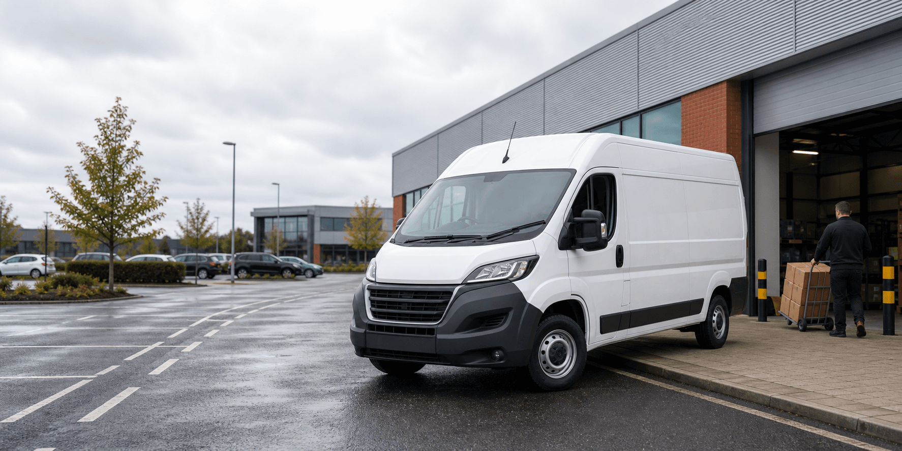 Modern self-drive rental van ready for loading in Ingham